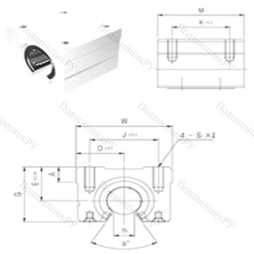 Подшипник шариковый линейный SBR 20UU от производителя  Samick