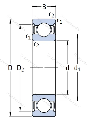 Однорядный шариковый подшипник 6212 2Z/C 4 от производителя  SKF