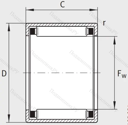 Игольчатый подшипник HK 6020 от производителя  INA