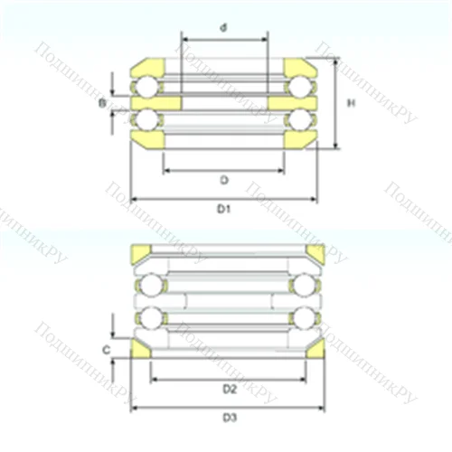 Подшипник шариковый упорный 54211 U 211 от производителя  ISB