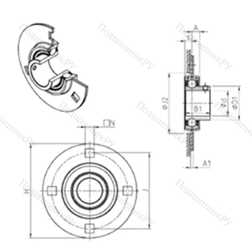 Подшипниковый узел шариковый радиальный USPF 208 от производителя  SNR