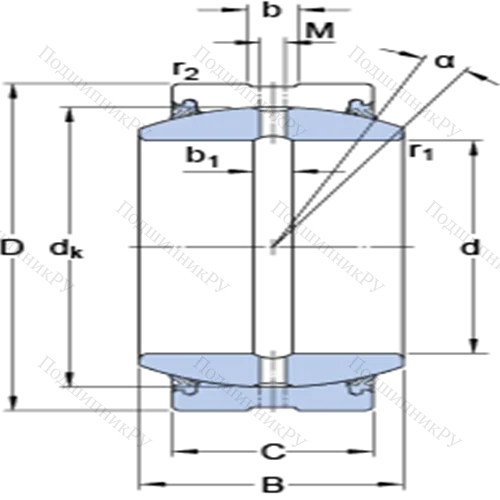 Радиальные сферические подшипники скольжения с контактными поверхностями сталь/сталь, требующие техобслуживания GEZ 104 ES-2RS от производителя  SKF