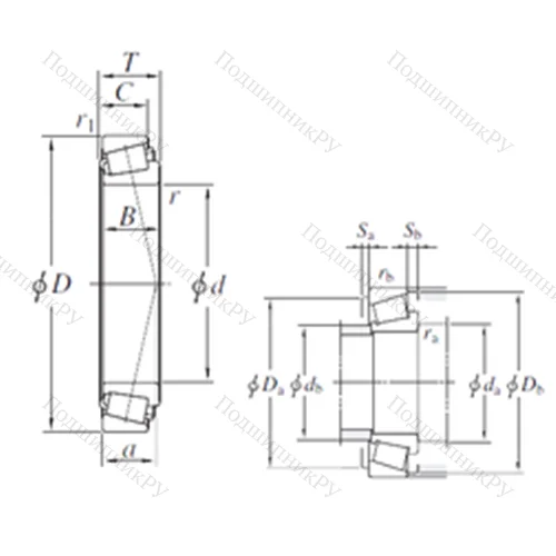 Подшипник роликовый радиально-упорный L 521945R/L 521910 от производителя  KOYO