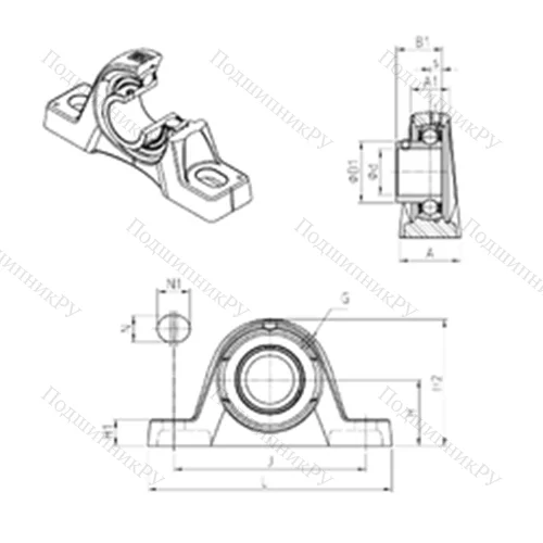 Подшипниковый узел шариковый радиальный USPLE 209 от производителя  SNR