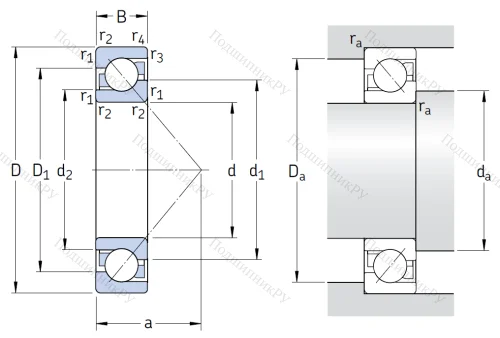 Однорядный шариковый подшипник 7306 BE 2RZP от производителя  SKF