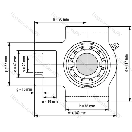 Подшипниковый узел UKT 210 - Вал: 45 мм от производителя  LPZ