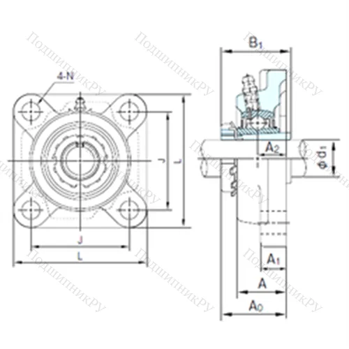 Подшипниковый узел шариковый радиальный UKFX 06+H 2306 от производителя  NACHI