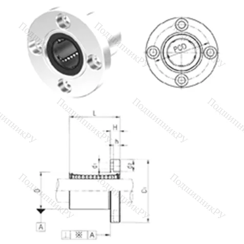 Подшипник шариковый линейный LMF 60UU от производителя  Samick