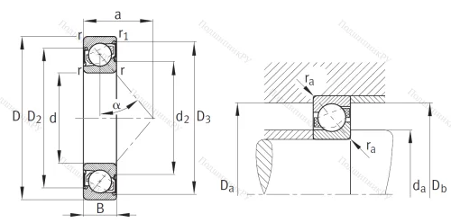 Однорядный шариковый подшипник 7304 B 2RS TVP от производителя  FAG