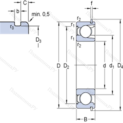 Однорядные радиальные шарикоподшипники с пазом для ввода шариков и стопорным кольцом 311-ZNR от производителя  SKF