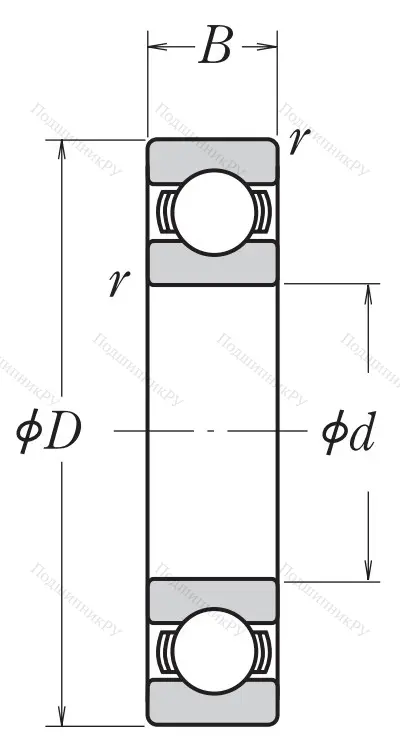 Однорядный шариковый подшипник 6022 C 3