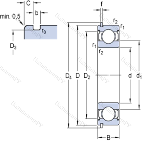 Однорядные радиальные шарикоподшипники с канавкой под стопорное кольцо 6200-2ZNR от производителя  SKF