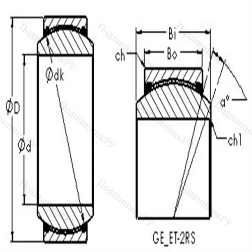 Подшипник скольжения сферический GE 70ET-2RS от производителя  AST