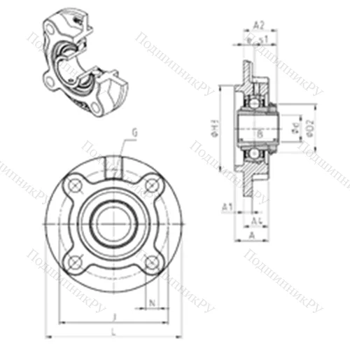 Подшипниковый узел шариковый радиальный UKFC 206H от производителя  SNR