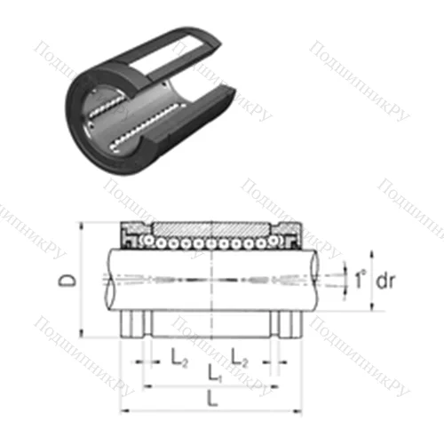 Подшипник шариковый линейный LMES 20OP от производителя  Samick