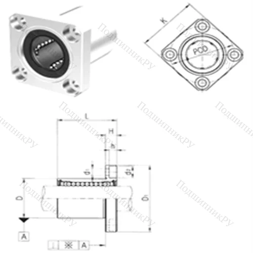 Подшипник шариковый линейный LMEK 20UU от производителя  Samick
