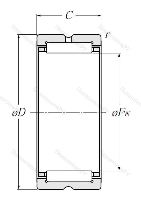 Игольчатый подшипник NK 55/25 R
