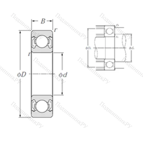 Подшипник шариковый радиальный 6808ZZ от производителя  NTN
