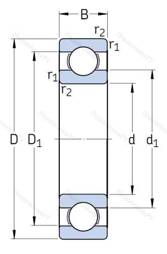 Однорядный шариковый подшипник 6322/C 3 от производителя  SKF