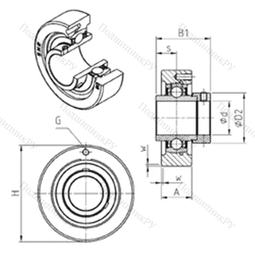 Подшипниковый узел шариковый радиальный EXC 318 от производителя  SNR