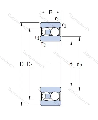 Двухрядный шариковый подшипник 2206 E 2RS 1TN 9 от производителя  SKF
