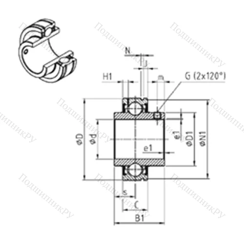 Подшипник шариковый радиальный CUC 207 от производителя  SNR Подшипник шариковый радиальный CUC 207 от производителя  SNR