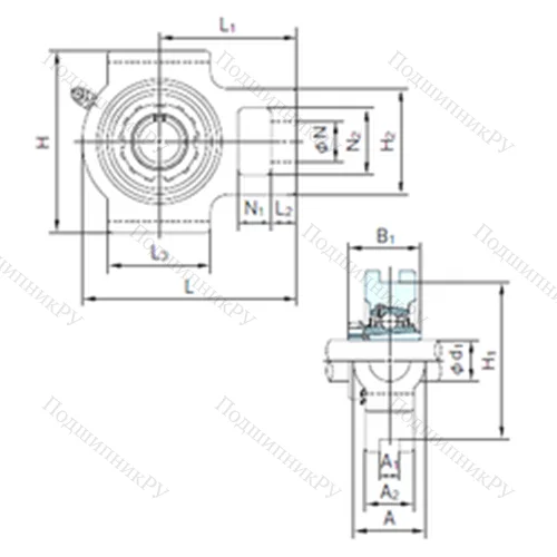 Подшипниковый узел шариковый радиальный UKTX 07+H 2307 от производителя  NACHI