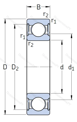 Однорядный шариковый подшипник 61805 2RS 1 от производителя  SKF