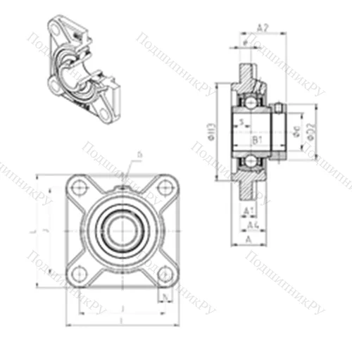 Подшипниковый узел шариковый радиальный EXFS 305 от производителя  SNR