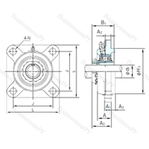 Подшипниковый узел шариковый радиальный UKFS 306+H 2306 от производителя  NACHI