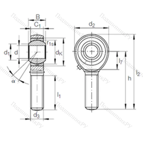 Подшипник скольжения сферический GAKR 25 PB от производителя  INA Подшипник скольжения сферический GAKR 25 PB от производителя  INA