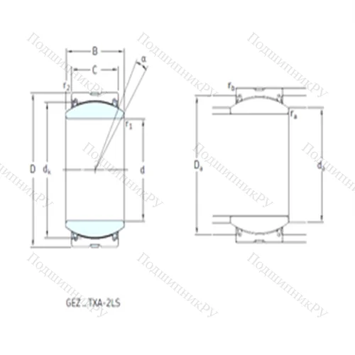 Подшипник скольжения сферический GEZ 312TXE-2LS от производителя  SKF