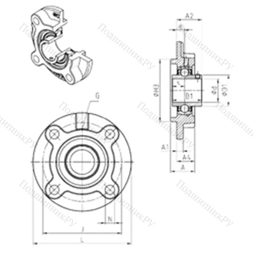 Подшипниковый узел шариковый радиальный UCFC 208 от производителя  SNR