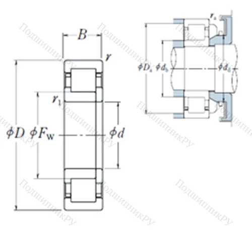 Подшипник роликовый радиальный NUP 307 EW