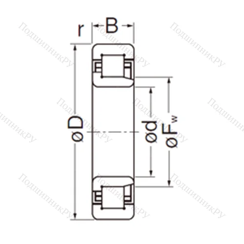 Подшипник роликовый радиальный NJ 308EG
