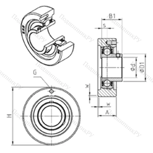 Подшипниковый узел шариковый радиальный USC 210 от производителя  SNR