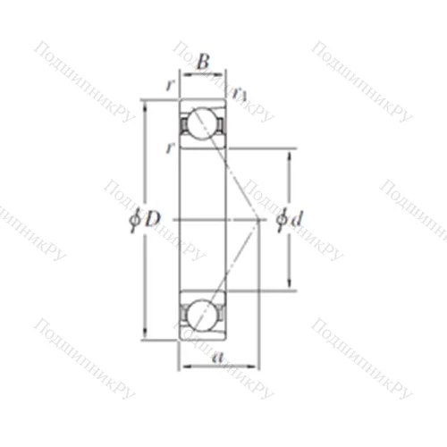 Подшипник шариковый радиально-упорный AC 443246B