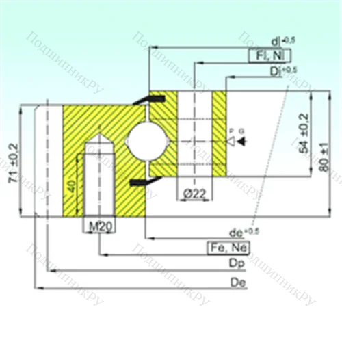 Подшипник шариковый опорно-поворотный EB 1.25.1055.200-1STPN от производителя  ISB