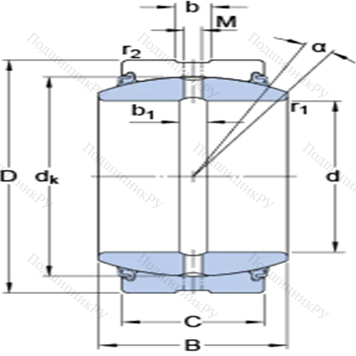 Радиальные сферические подшипники скольжения с контактными поверхностями сталь/сталь, требующие техобслуживания GE 20 ES-2LS от производителя  SKF