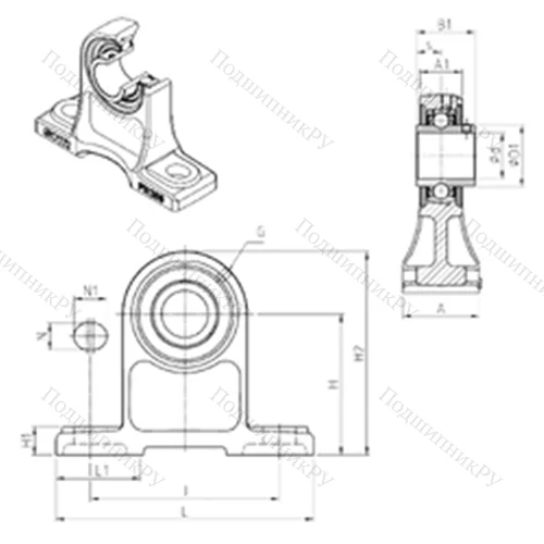 Подшипниковый узел шариковый радиальный UCPH 207 от производителя  SNR
