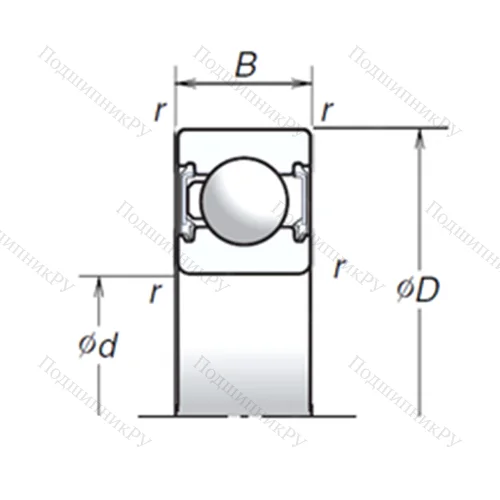 Подшипник шариковый радиальный 6202T 1XVV