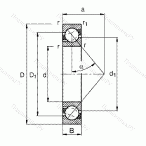Подшипник шариковый радиально-упорный 7207-B-TVP от производителя  FAG Подшипник шариковый радиально-упорный 7207-B-TVP от производителя  FAG