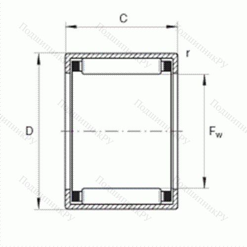 Подшипник роликовый игольчатый с одним наружным штампованным кольцом HK 0205-TV
