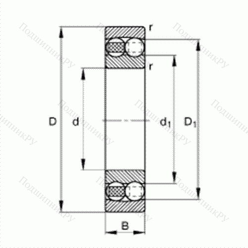 Подшипник шариковый радиально-сферический 2306-TVH от производителя  FAG Подшипник шариковый радиально-сферический 2306-TVH от производителя  FAG