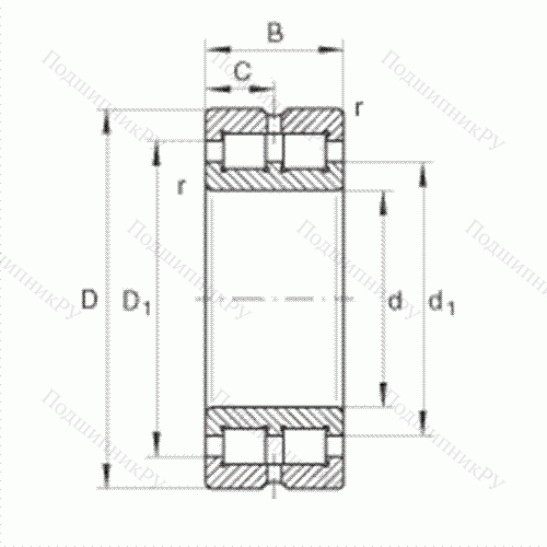Подшипник роликовый радиальный SL 014844 от производителя  INA