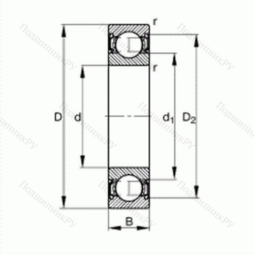 Подшипник шариковый радиальный S 6007-2RSR от производителя  FAG Подшипник шариковый радиальный S 6007-2RSR от производителя  FAG