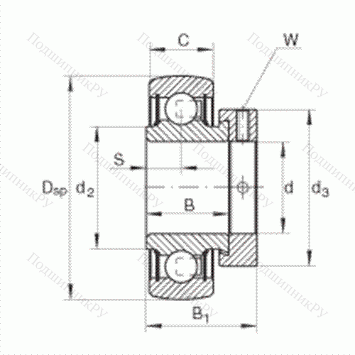 Подшипник шариковый закрепляемый RAE 15-NPP-B от производителя  INA Подшипник шариковый закрепляемый RAE 15-NPP-B от производителя  INA